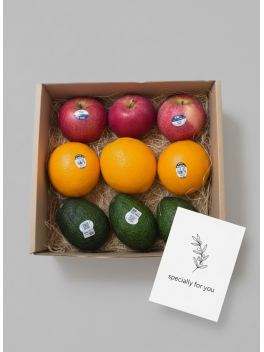 Trio Fruit Box – Apple, Orange & Avocado